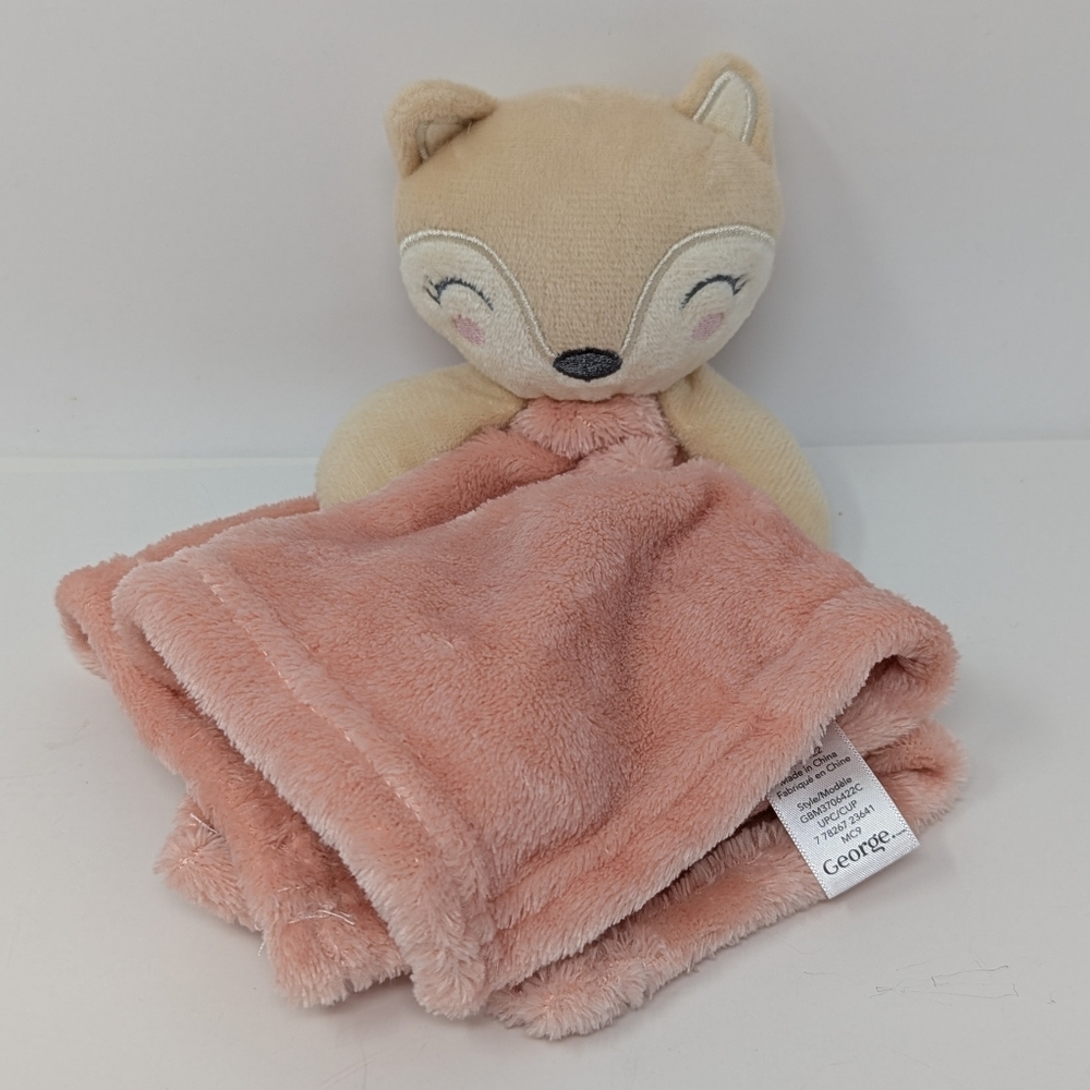 George Fox Lovey Plush Baby Security Blanket Pink Cream Sleeping